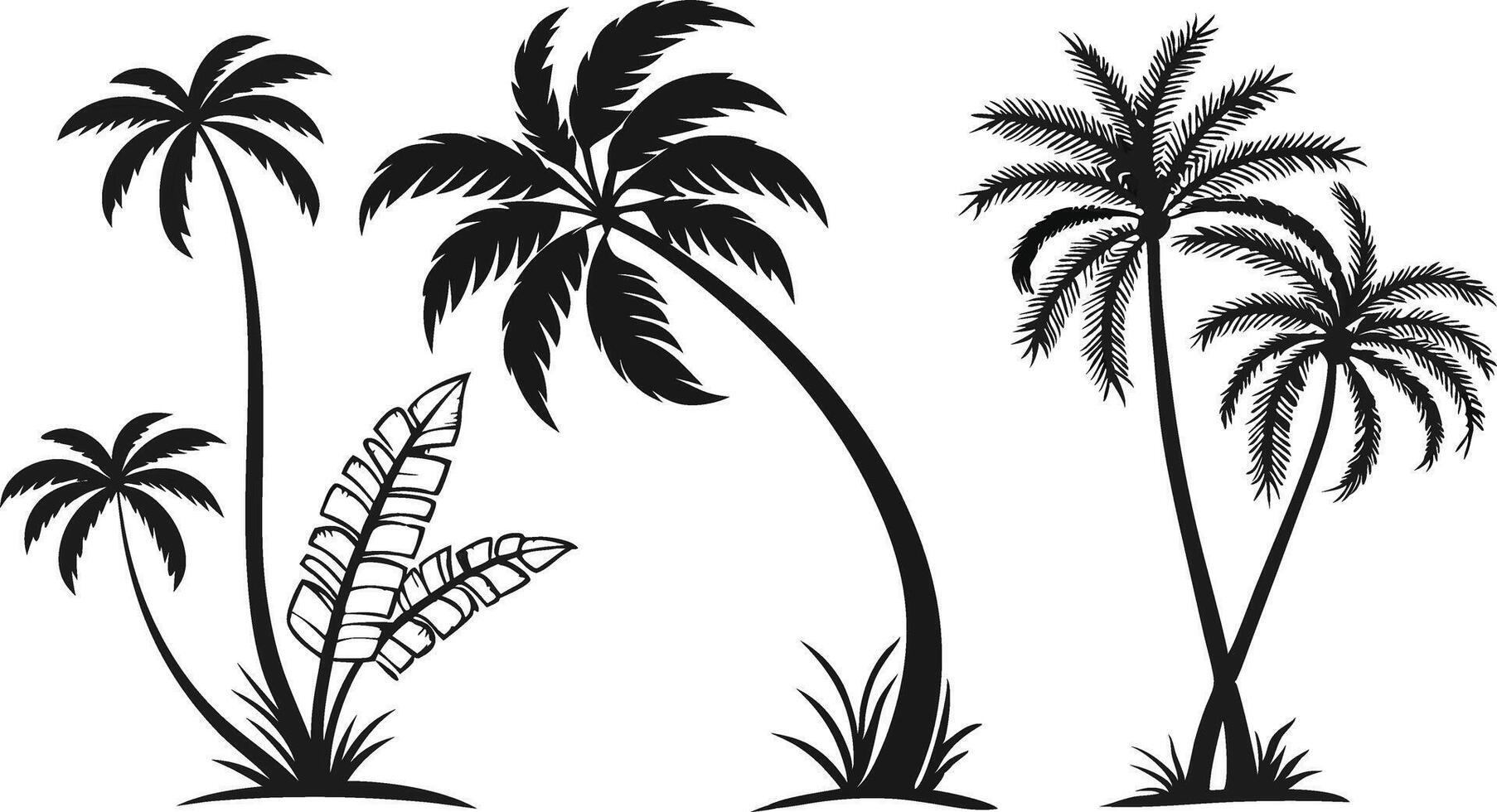 Black Palm Tree Art Elements for Branding and Apparel vector
