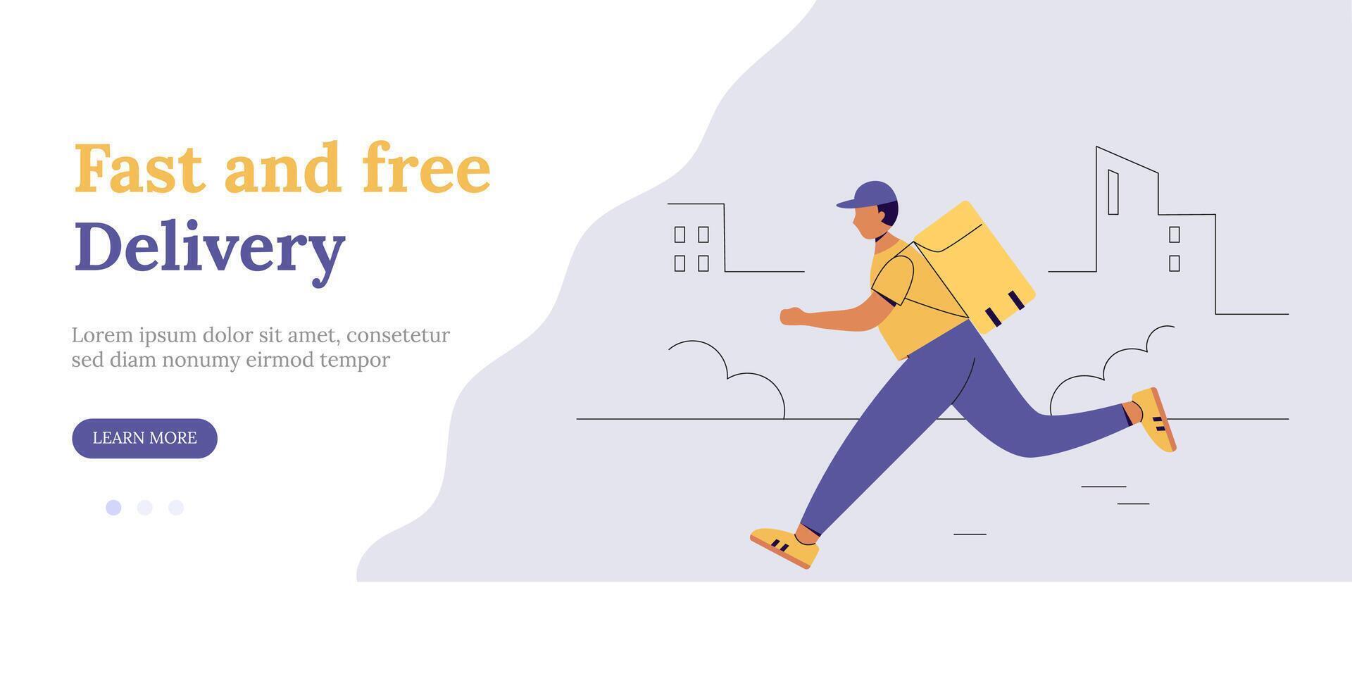 Fast and free delivery service landing page vector