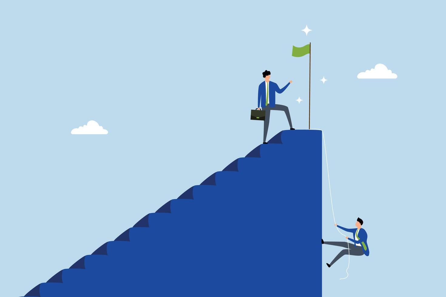 Efficient way to win business competition, businessman winner walk up stair to win business competition. vector