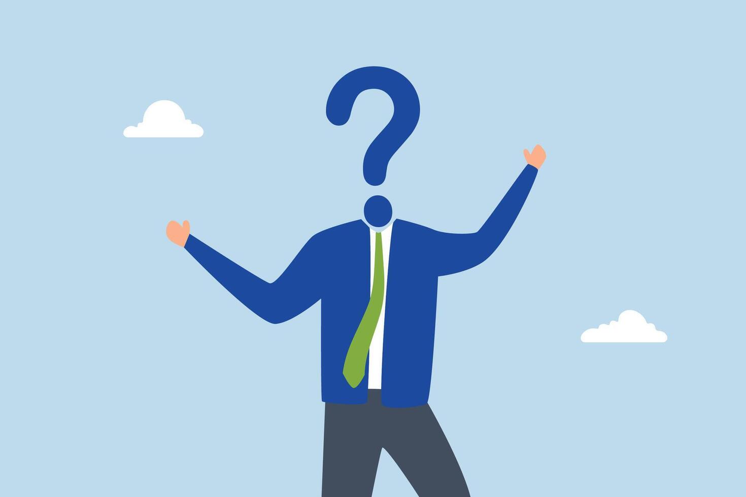 Anonymous businessman person, anonymous businessman with question mark head unknown person. vector