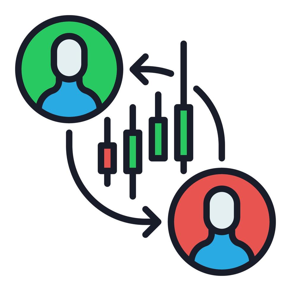Online Crypto Trading colored icon or design element vector