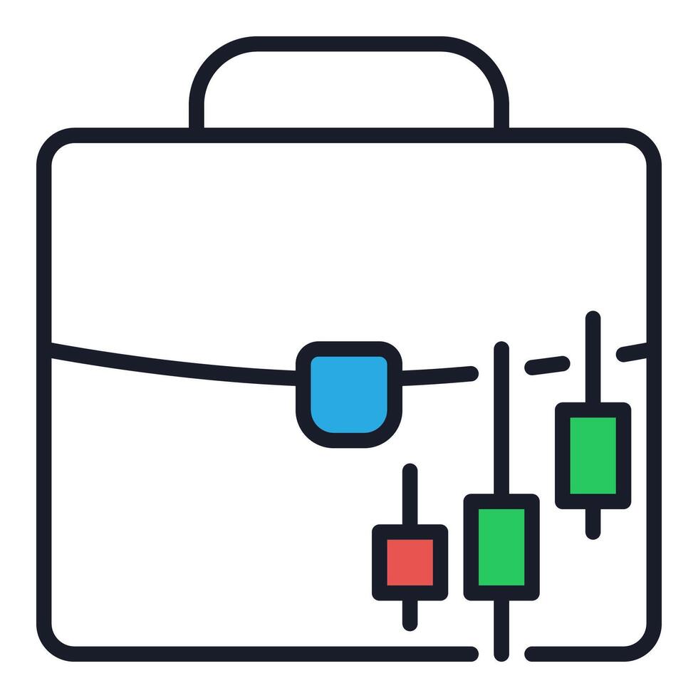 Briefcase with Candlesticks Crypto Portfolio colored icon or logo element vector