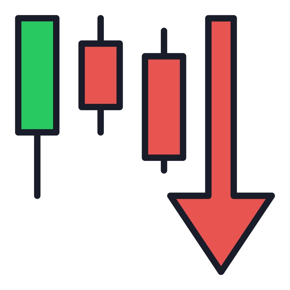 Falling candlestick chart colored icon or sign vector