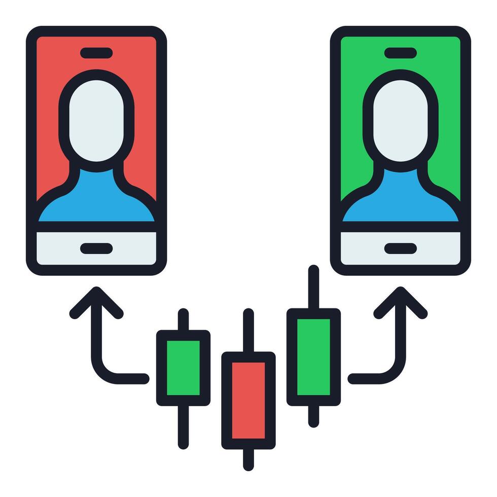 Crypto Trading via Smartphone colored icon or logo element vector