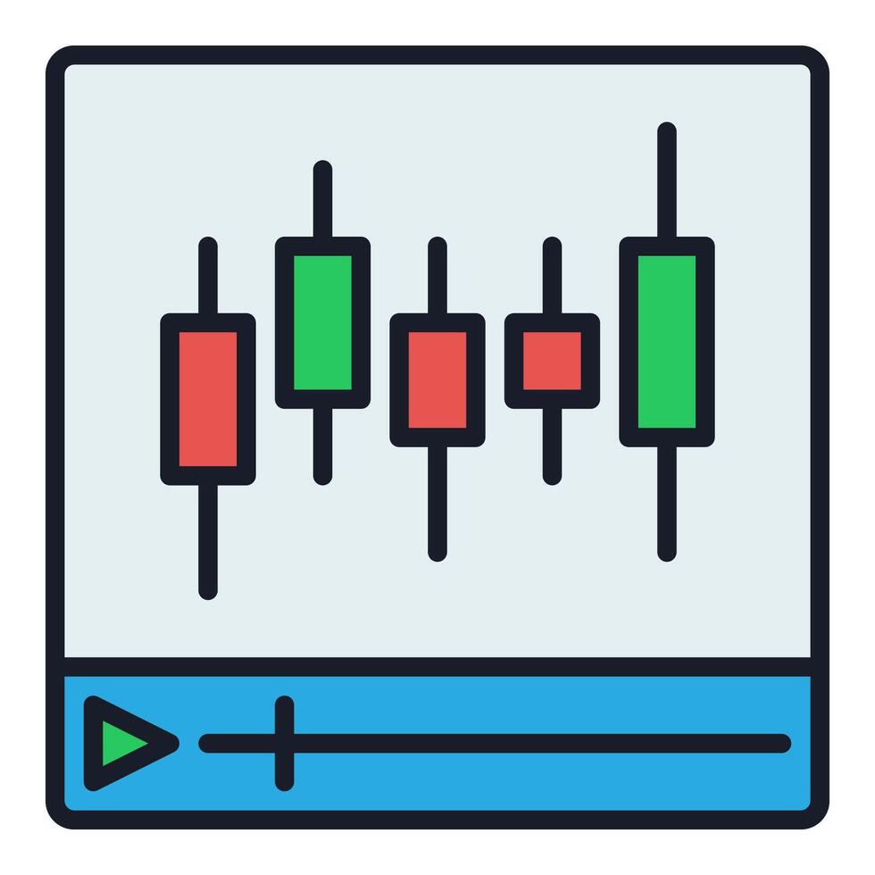 Player with Candlestick Trading Chart Crypto Trading Course colored icon or symbol vector