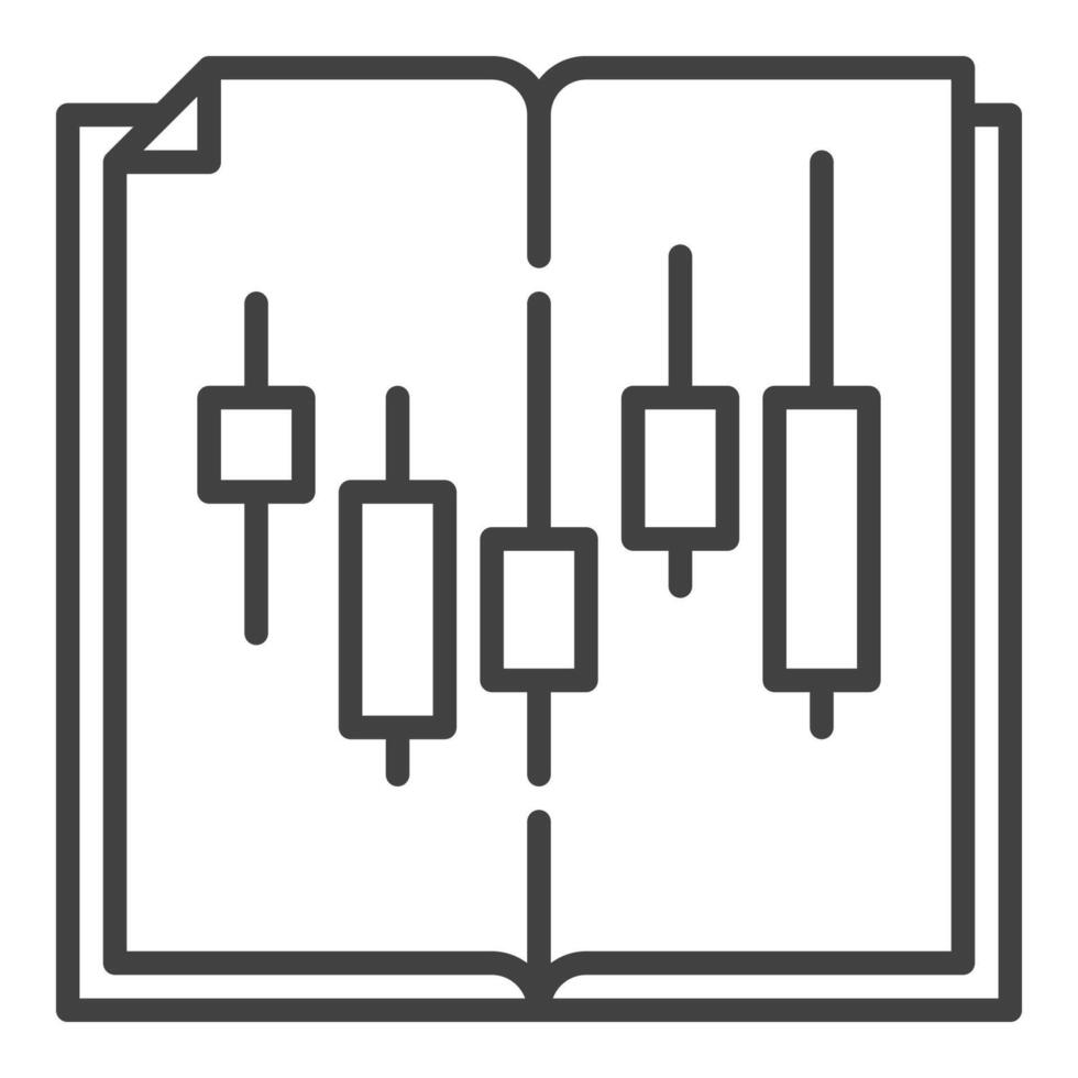 Book with Candlestick Chart thin line icon or symbol vector
