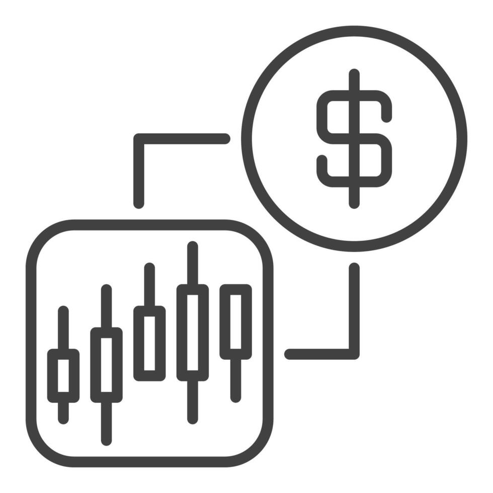 Cryptocurrency Online Trading and Dollar symbol icon or symbol in outline style vector