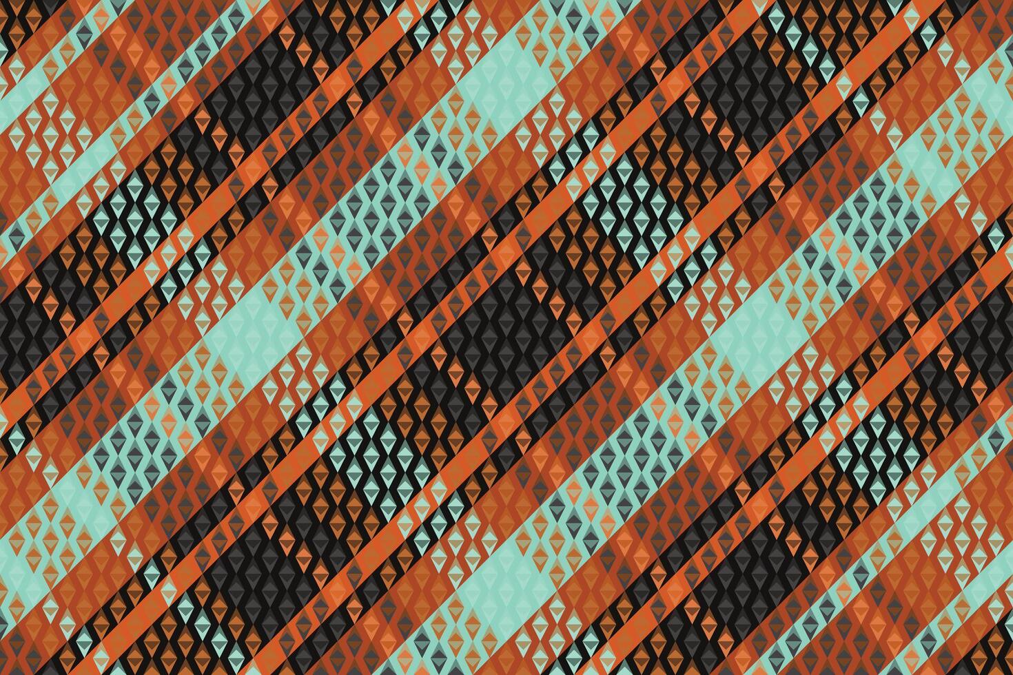 A plaid pattern in orange, blue and black vector