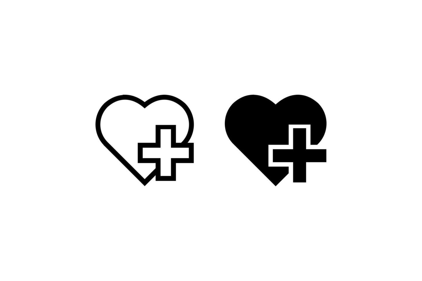 heart with plus icon and outline element vector