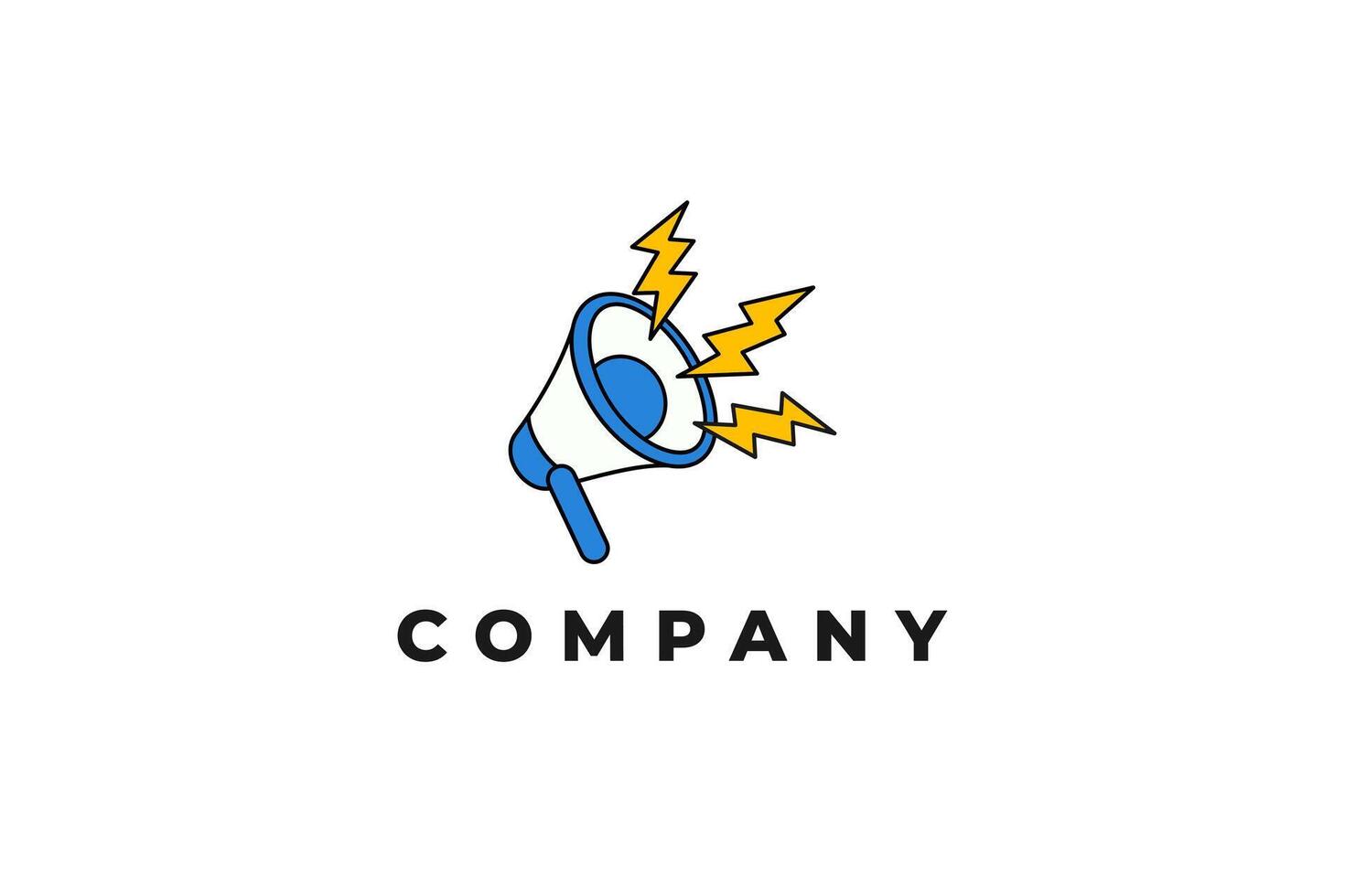 megaphone announcing with lightning bolt hand drawn vector