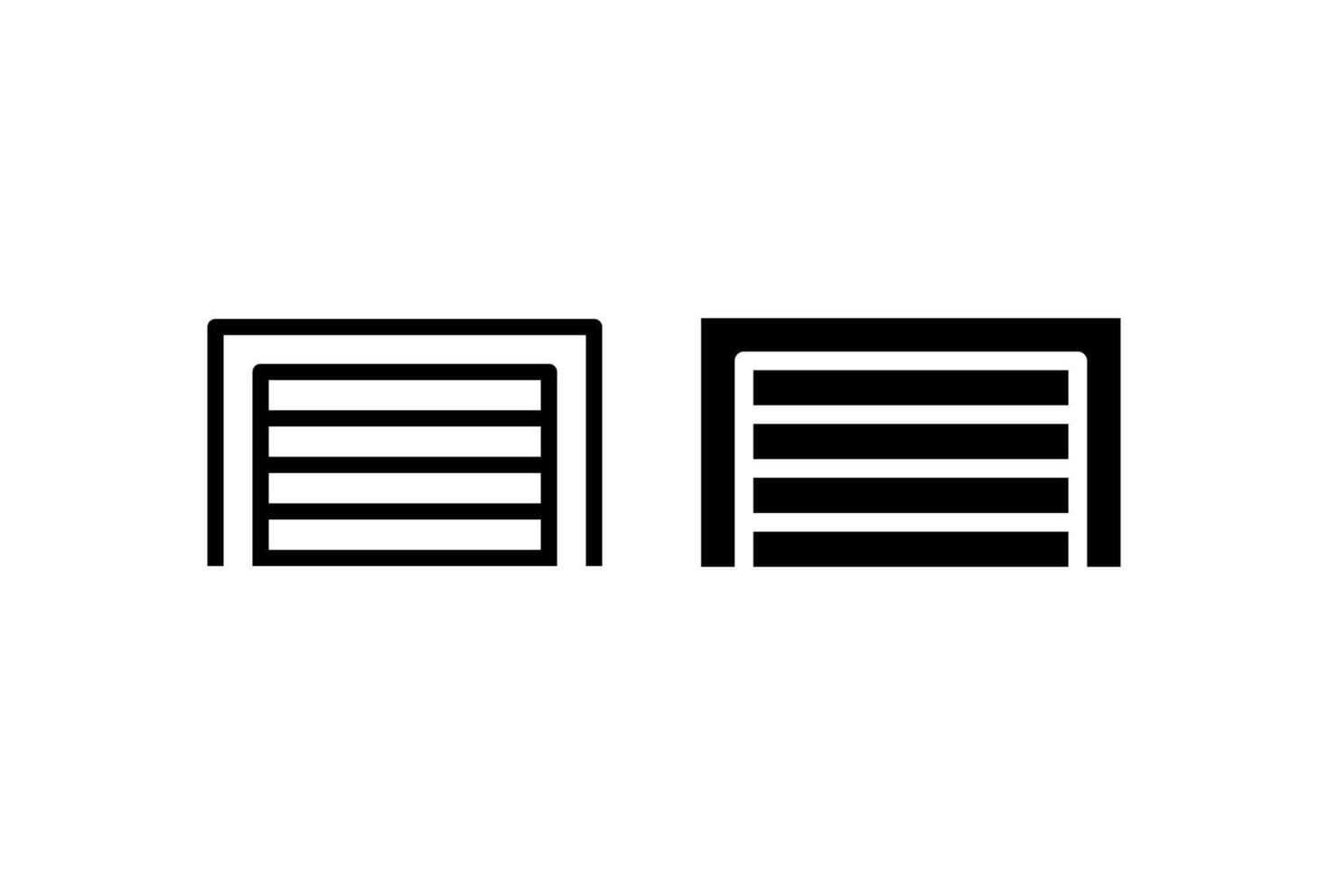 garage door icon and outline simple template vector