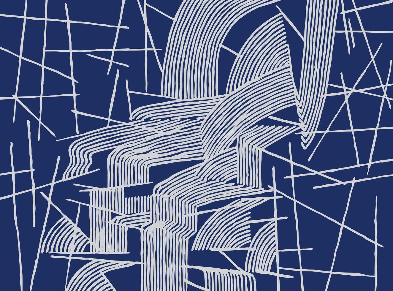 Hand drawn brush lines abstract waterfall background in geometric and freeform style, Japanese and ethnic wood carving texture graphic for textile, carpet, decoration vector