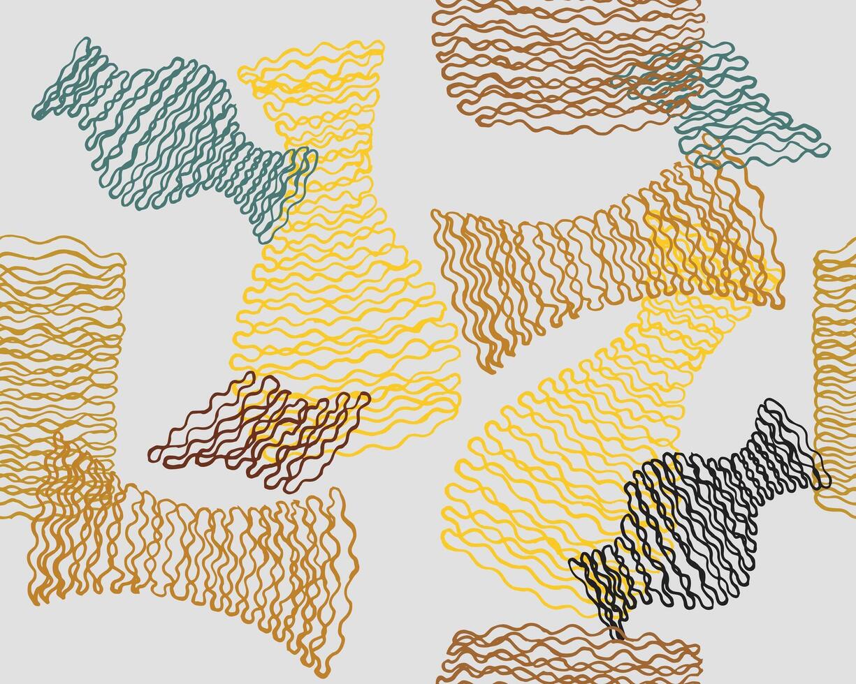Seamless hand drawn brush line abstract weaving objects, Japanese and ethnic wood carving, engraving, basketry texture jar and vast background, simple graphic for carpet, textile, decoration vector