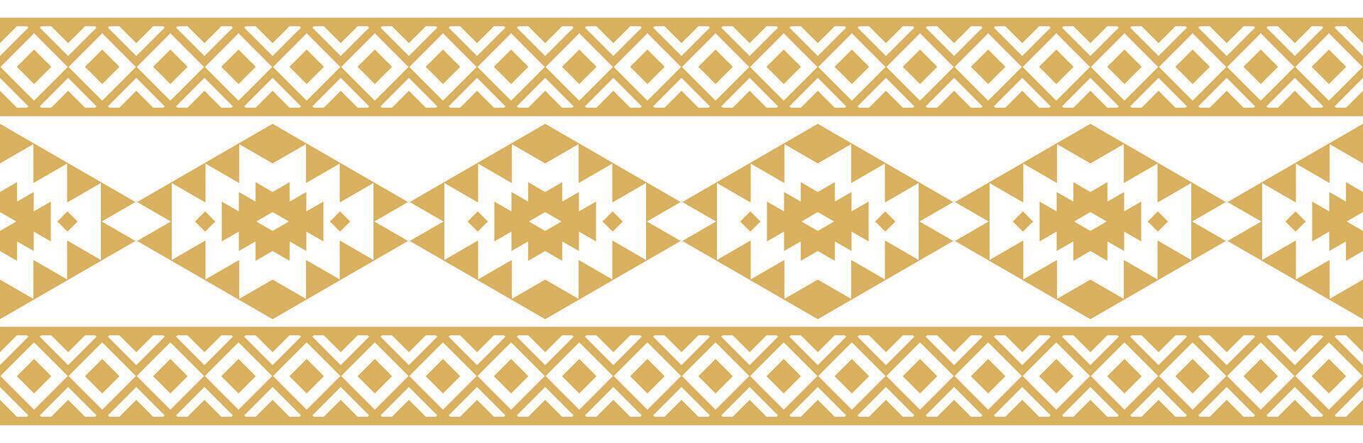 Geometric Ethnic Print with Aztec Texture Elements and Decorative Stripe Border Style. vector