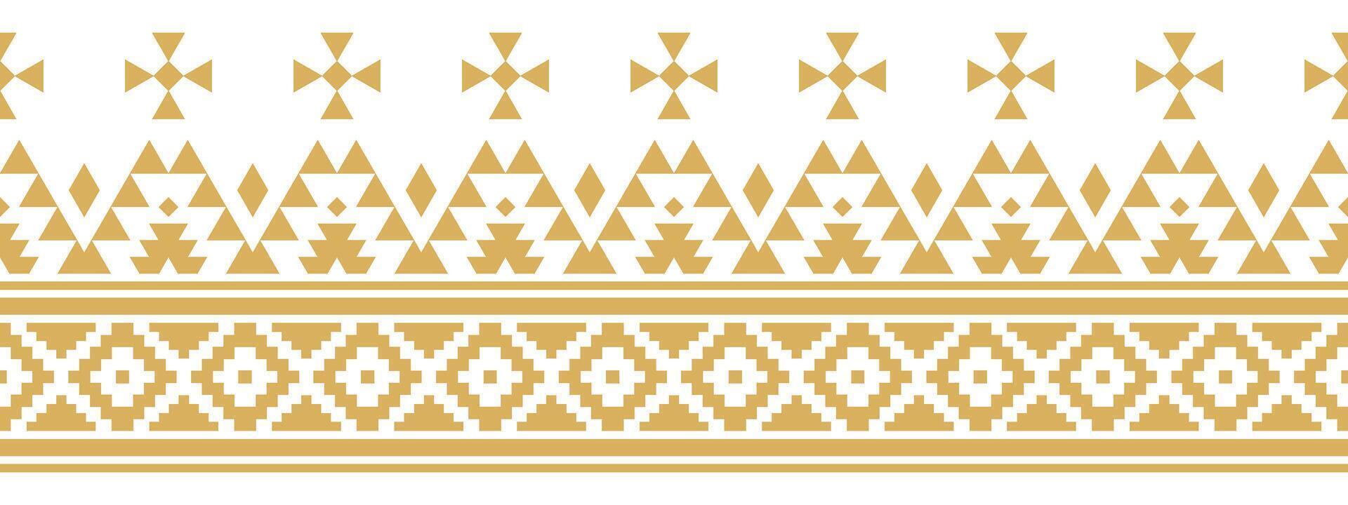 Ethnic Art with Aztec Texture Stripe and Decorative Geometric Border Style. vector