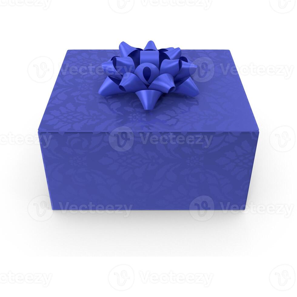 Blue Gift Box with Blue Bow photo