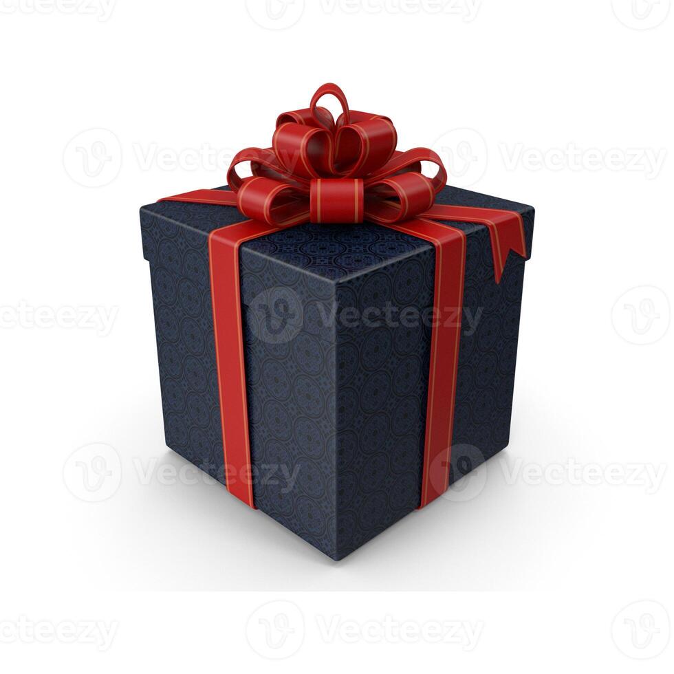 Dark Blue Gift with Red Bow photo