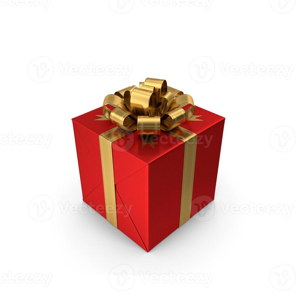 Red Gift Box with Golden Bow photo