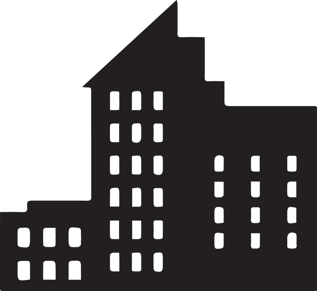 Modern building illustration with clean lines and geometric shapes, vector