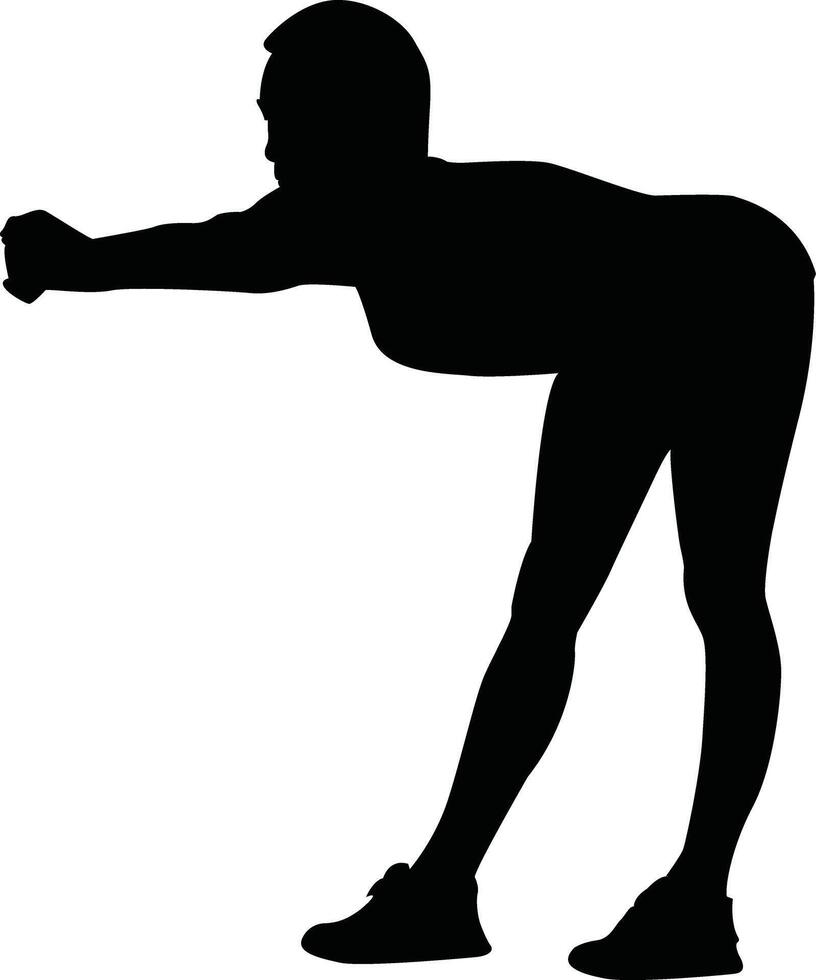 a silhouette of a man doing a squat vector