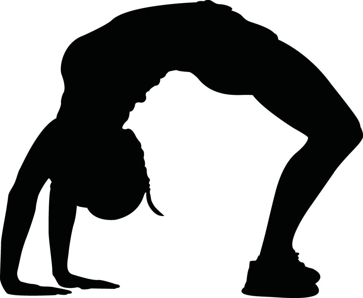 a silhouette of a woman doing a handstand vector