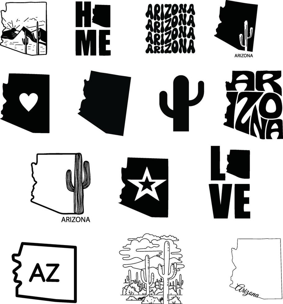 Arizona black silhouette vector