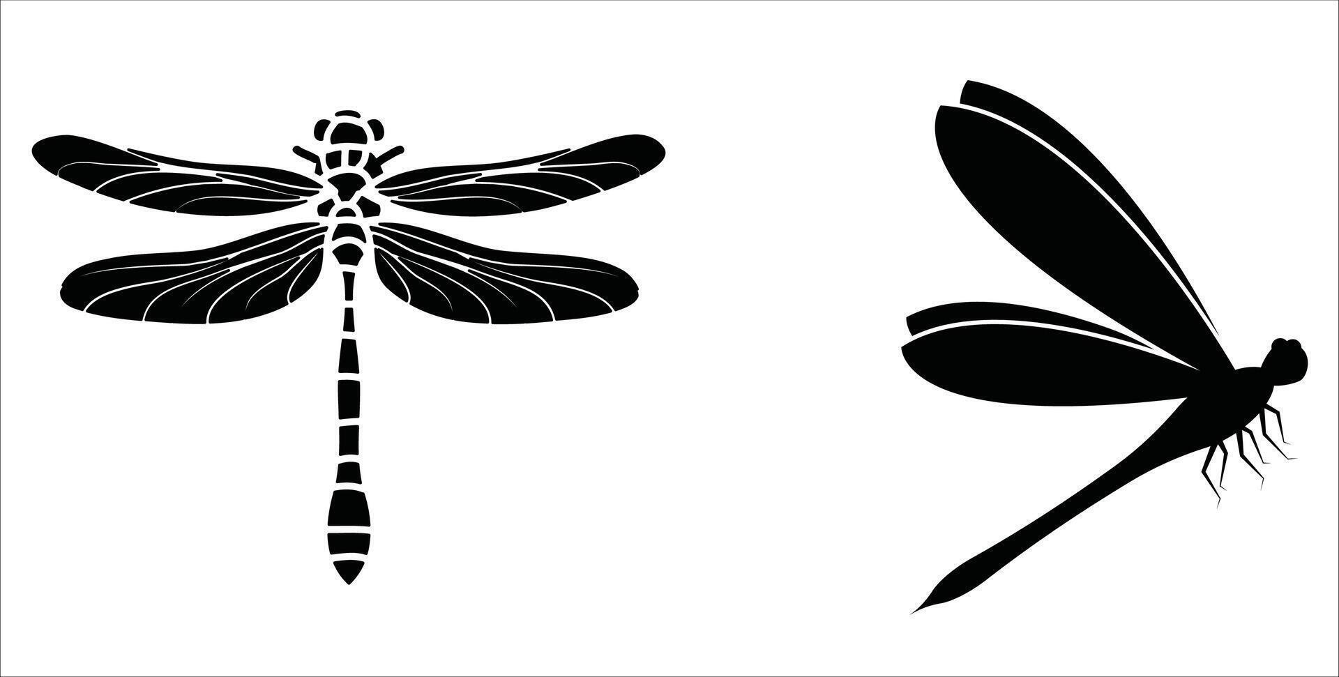Silhouette of dragonfly vector