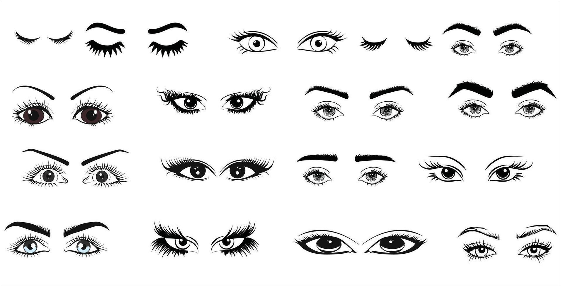 A set of different eyes and eyelashes vector