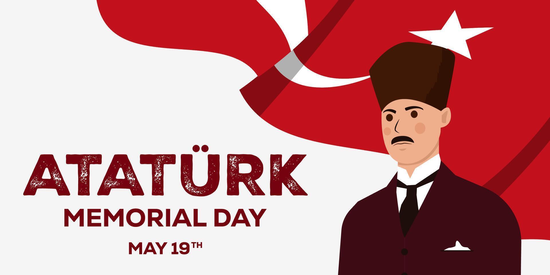 ataturk memorial day horizontal banner illustration in flat style vector