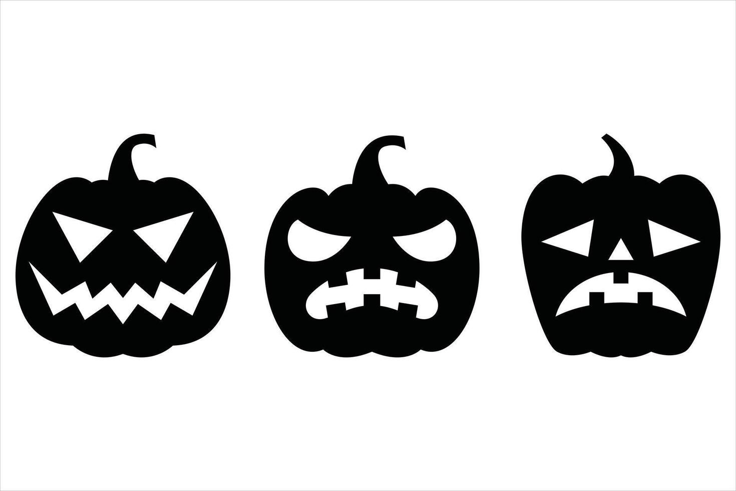 Haunted Pumpkin Face Icons Halloween Style vector