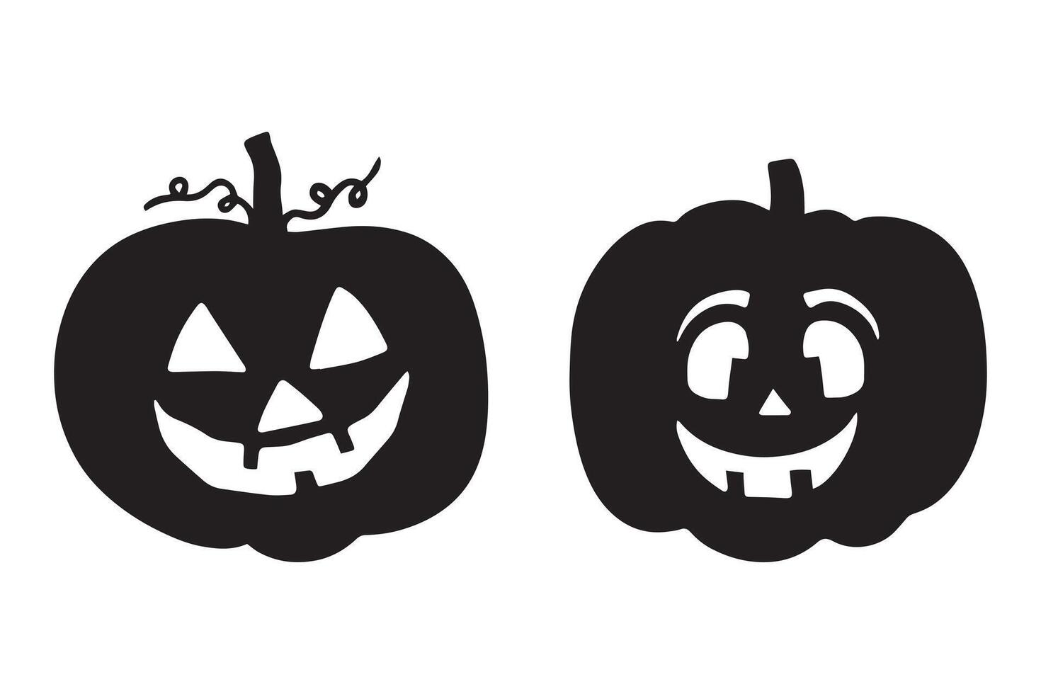 Halloween Party Time with Smiling Pumpkin Faces vector