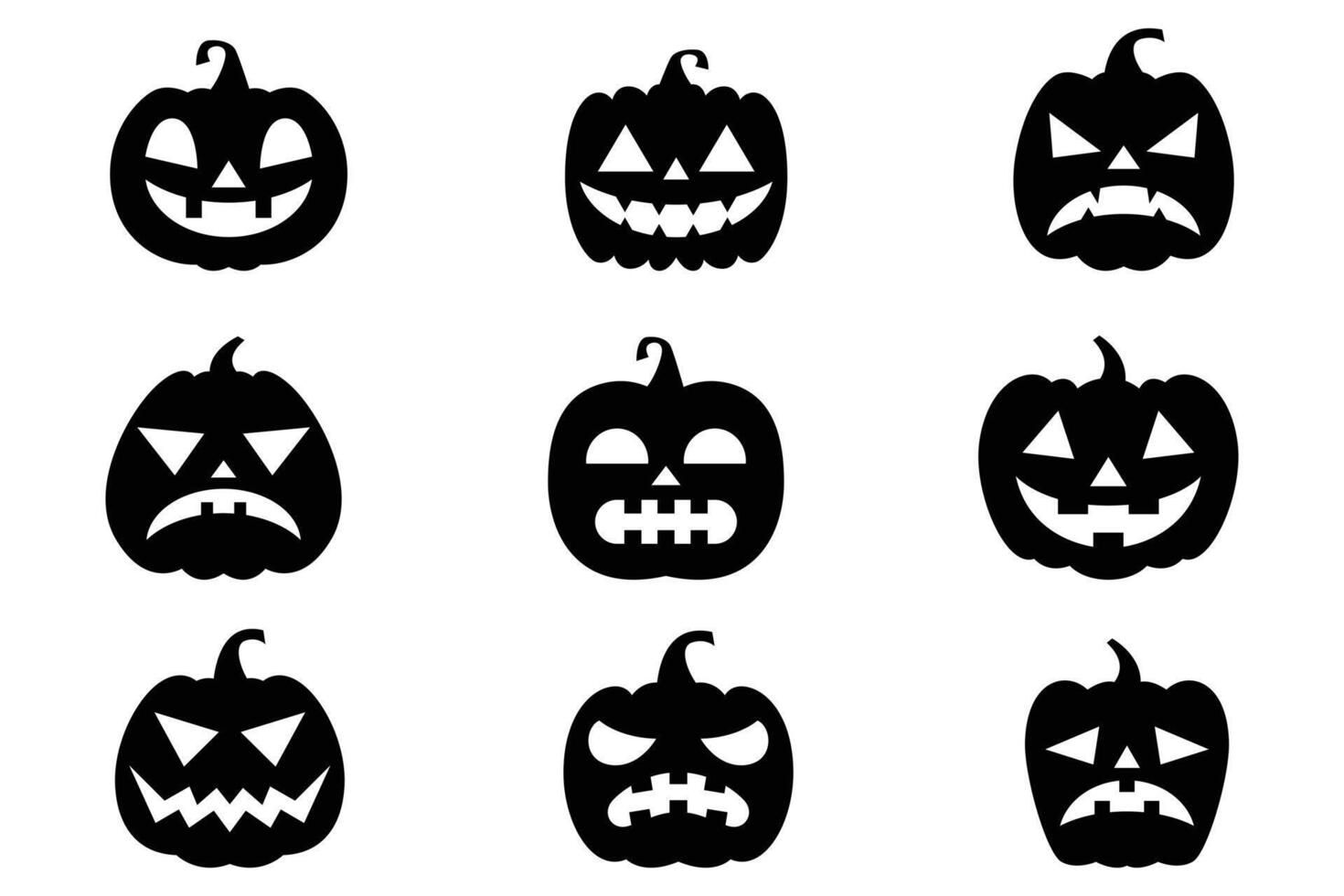 Scary Jack O Lantern Faces Halloween Collection vector