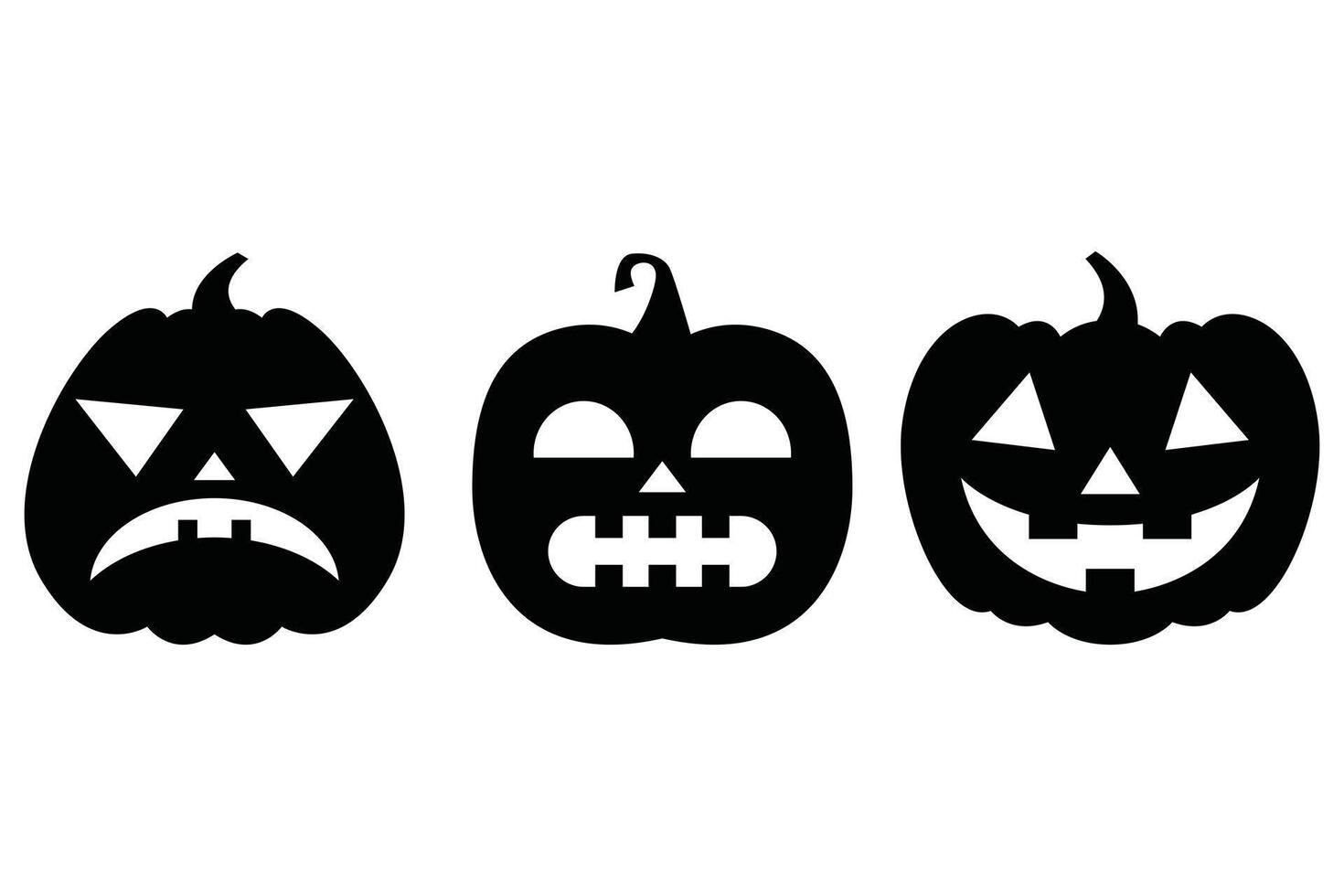 Set of Terrifying Pumpkin Face Silhouettes for Halloween vector