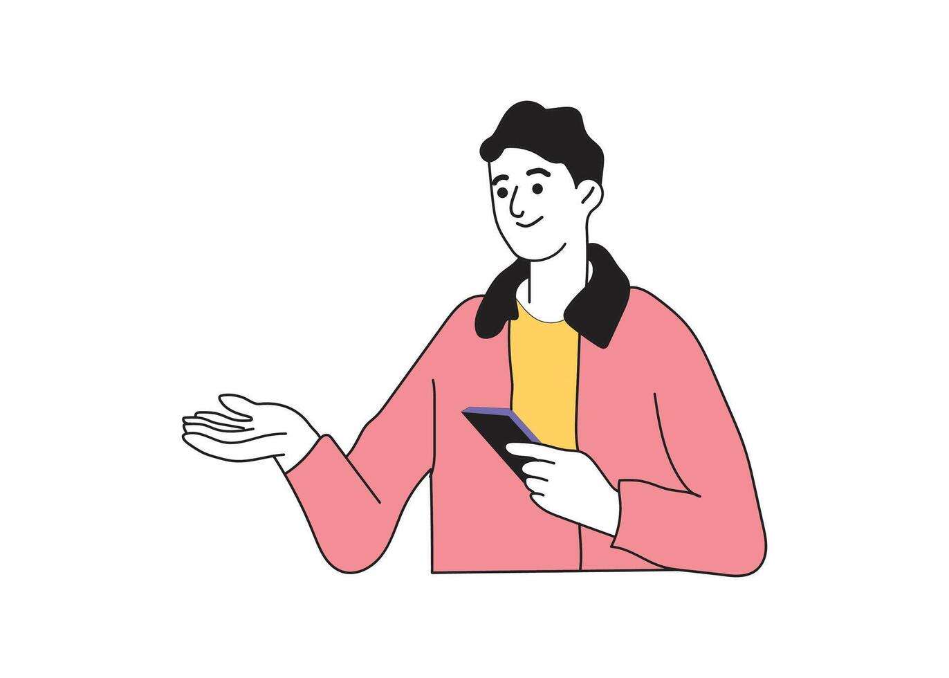 Man Holding a Mobile Phone vector