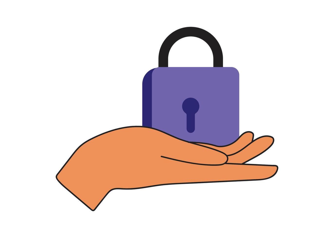 Hand holding a padlock symbolizing security and protection vector