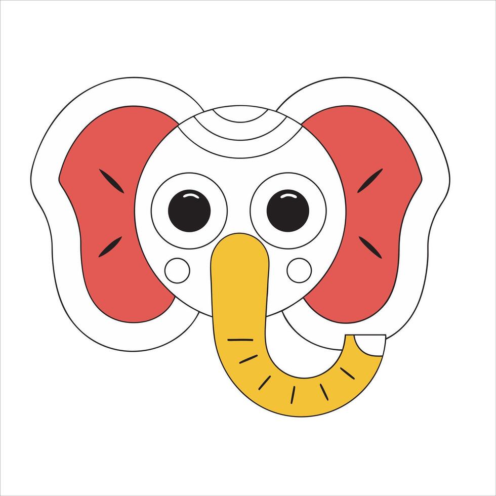 Happy Cute Elephant Outline Illustration vector