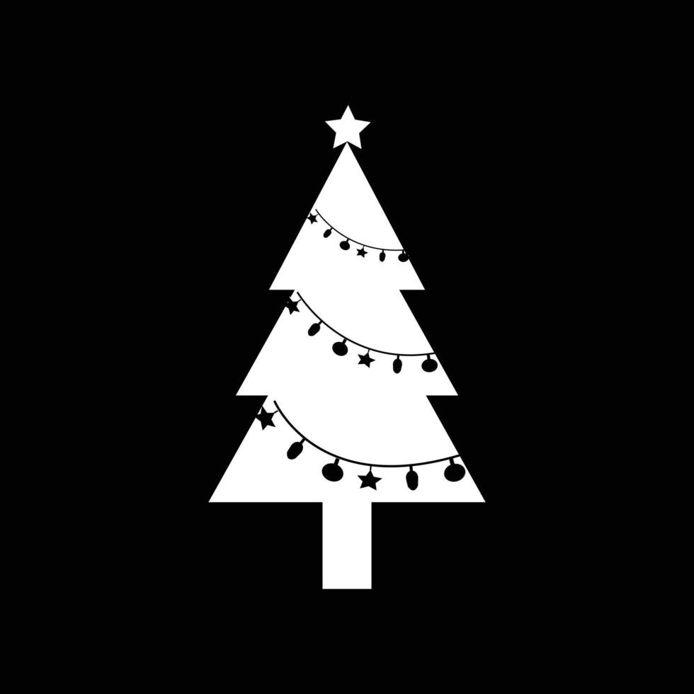 Christmas tree icon. Set of black christmas tree icons on white background. vector