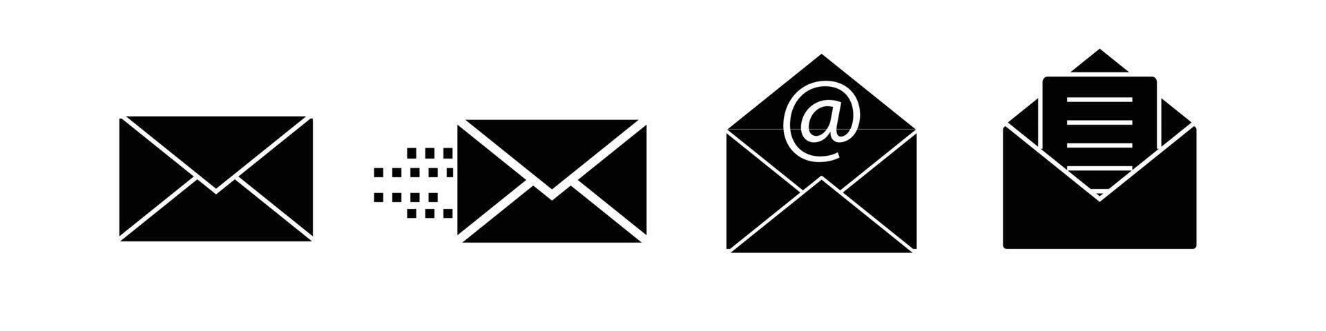 Mail icon set. email icons. E-mail icon collections. Envelope icons. vector