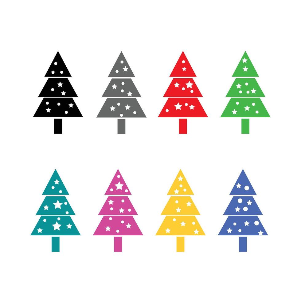 Hand drawn colorful cute cartoon Christmas tree on white background, elements christmas, graphic design. vector