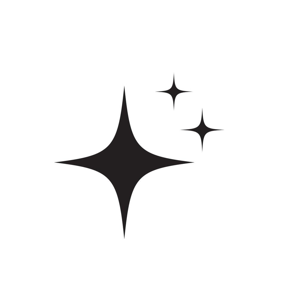 Shine or sparkle set of eighteen various stars in black color on white background. Sparkle star icons. Shine icon. Stars sparkle doodles. vector