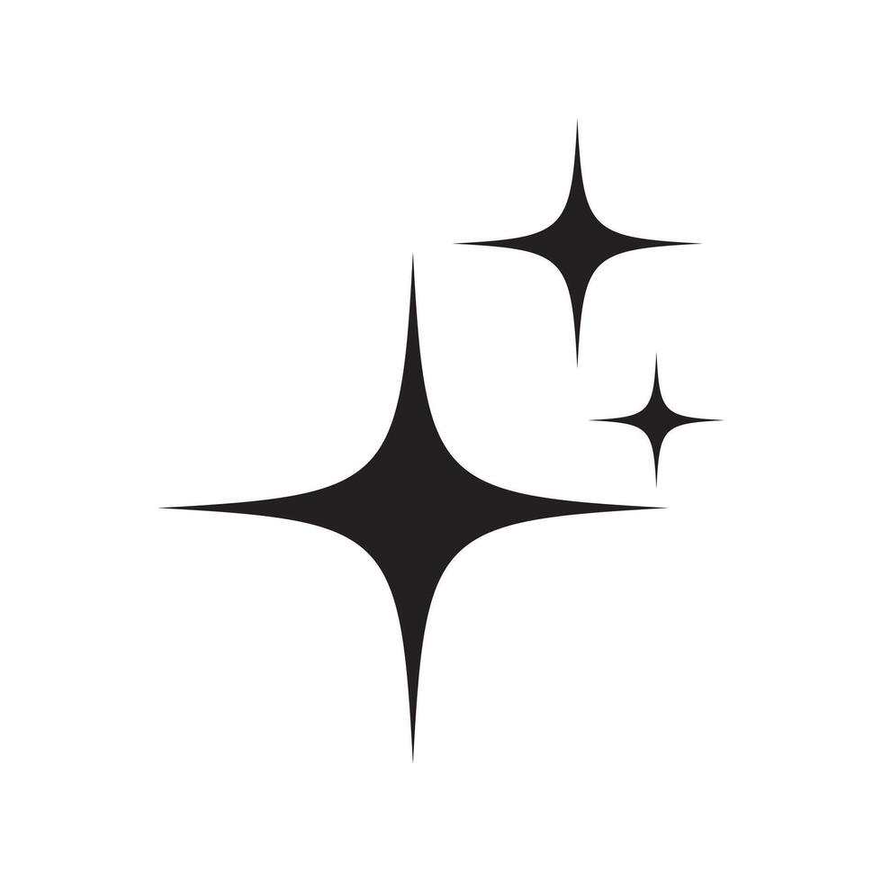 Star icons. Abstract black sparkles. Twinkling stars, shining burst. Christmas isolated on white background. vector