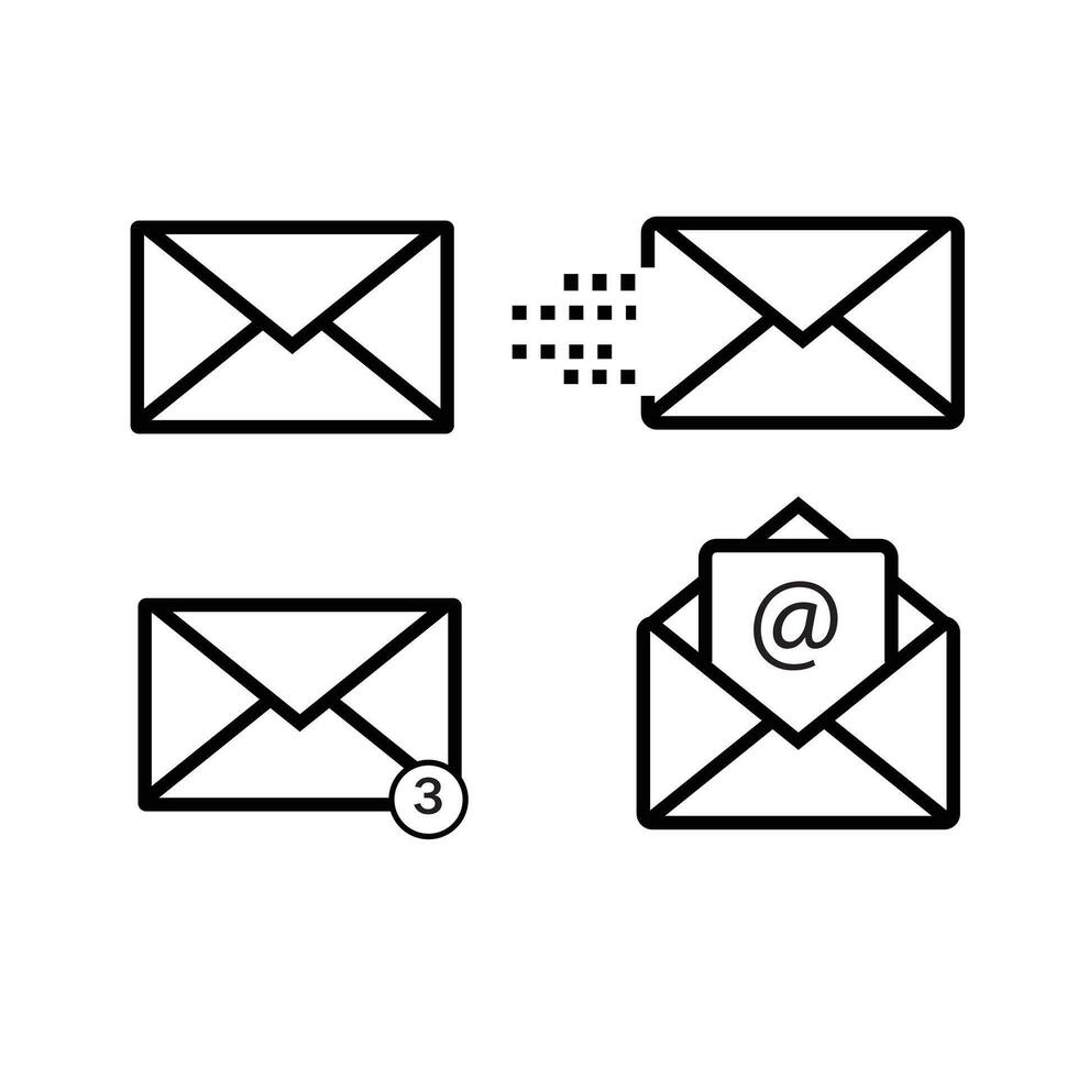 Mail icon set. Envelope icon. Mail and E-mail on isolated background. vector