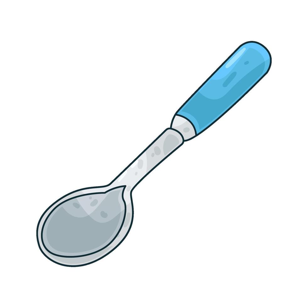 spoon with blue handle vector