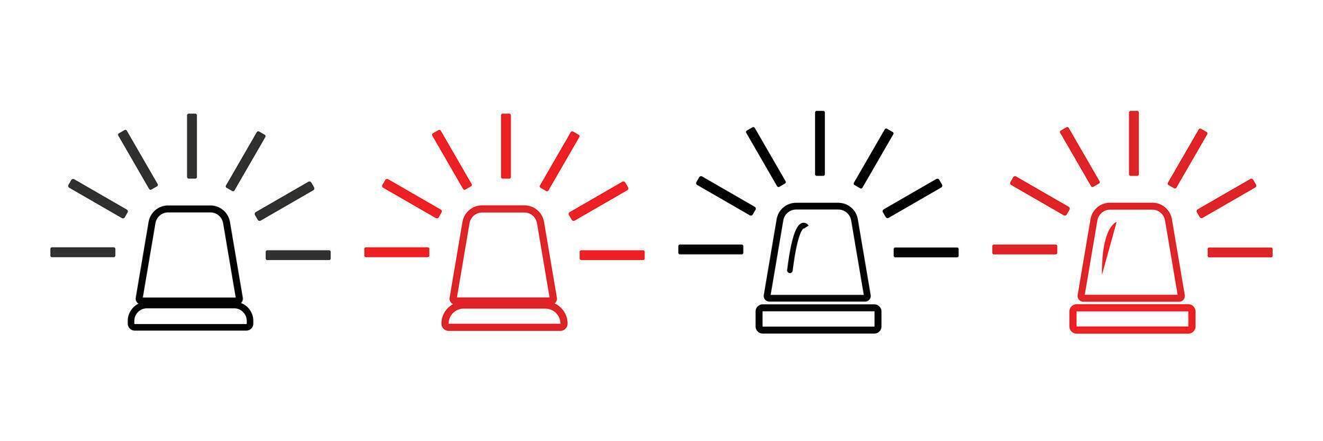 Siren flat icon in black and red eps 10. Police flasher sirens set realistic. Siren police light icon flat. Emergency siren icon, ambulance icon set. vector