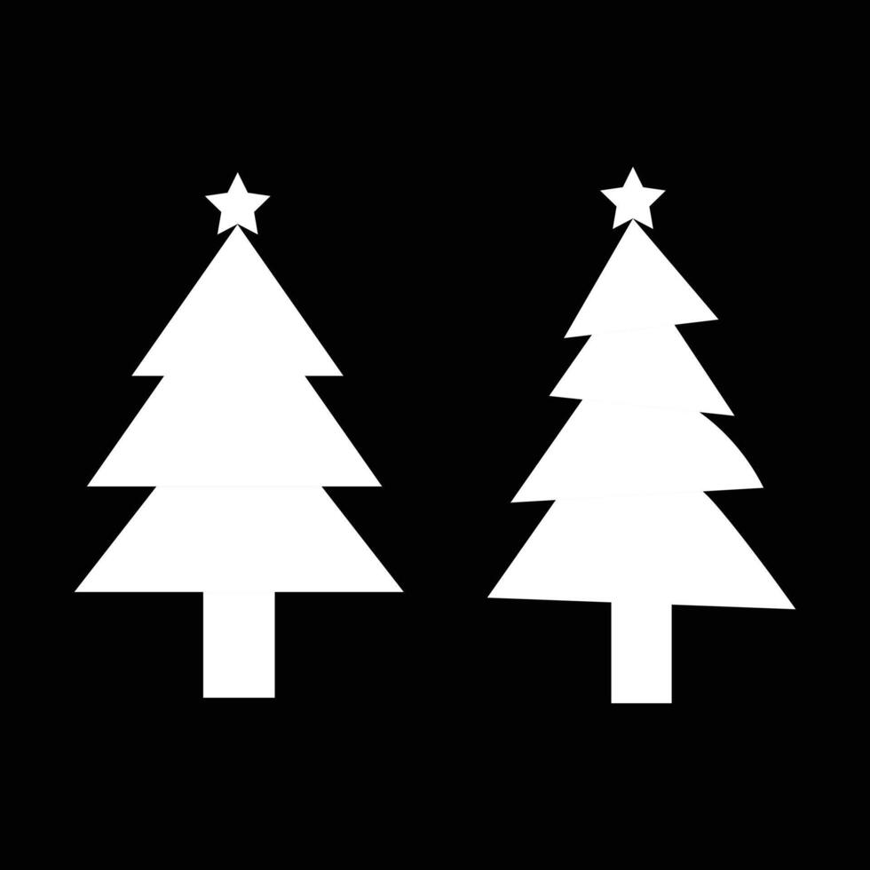 Christmas tree icon. Set of white christmas tree icons. Free Christmas Tree. vector