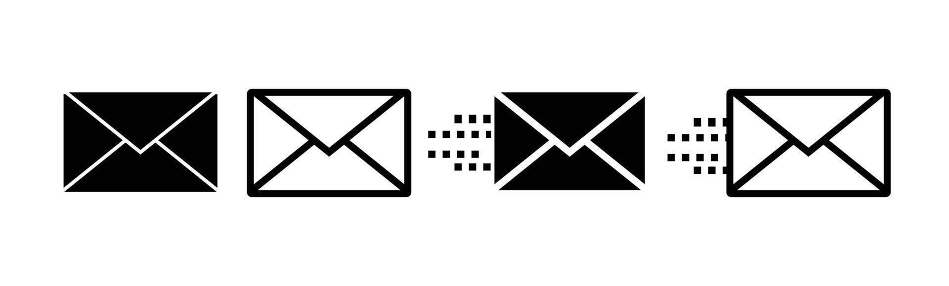 Mail icon set. email icon . E-mail icon. Envelope icon. Email Envelope Icon. letter message envelope sign in black color. suitable for apps and websites Ui designs vector