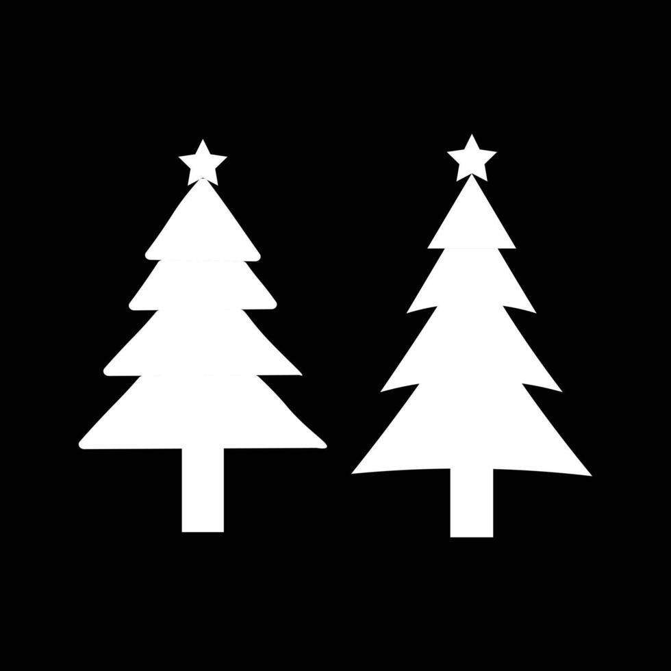 Christmas tree icon. Set of white christmas tree icons on white background. vector
