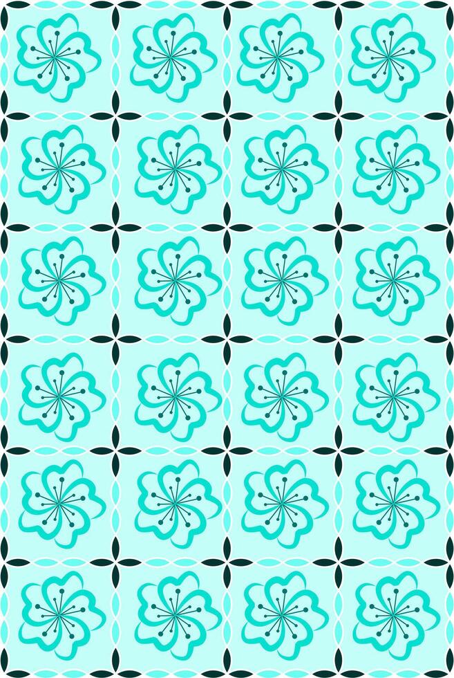 Vintage Textile Pattern with Light Blue and Black Floral vector