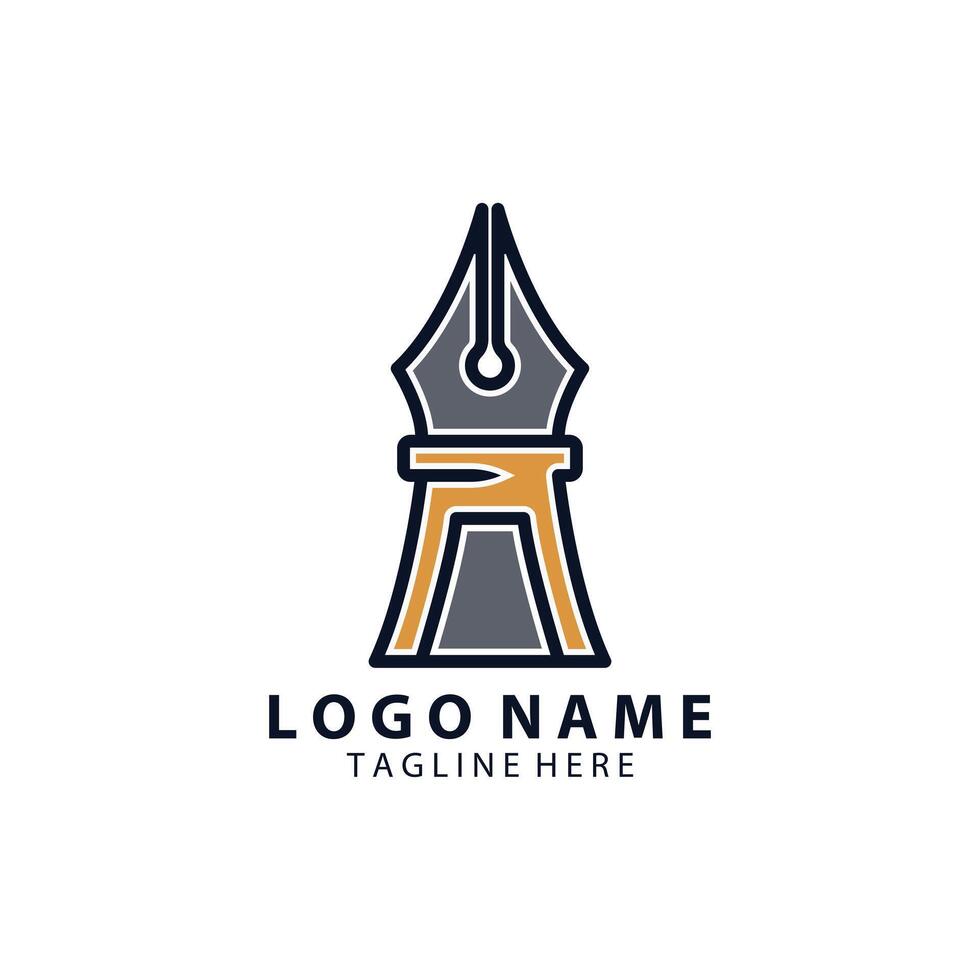 pen monument logo design vector