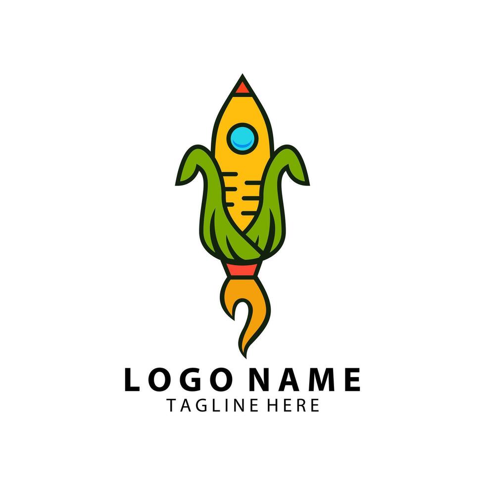 corn rocket logo design vector
